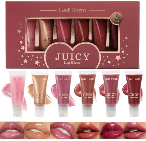 6 Farben Butter-Lippenbalsam, Lippen-Glow-Öl Mit Hohem Glanz, Feuchtigkeitsspendendes Lippenpflegeöl, Getönter Glänzender Lippen-Make-Up-Geschenkartikel zu Weihnachten für Frauen