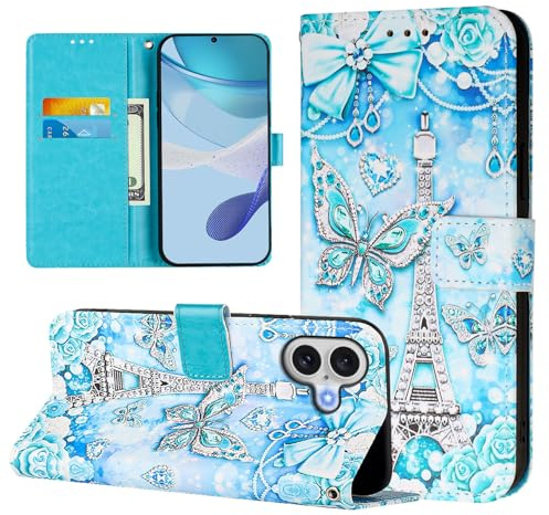 Case for iPhone 17, Flip Wallet Phone Case Colour Pattern Shockproof PU Leather Protective Cover with Magnetic Clasp Kickstand Card Slots Holder for iPhone 17, Tower