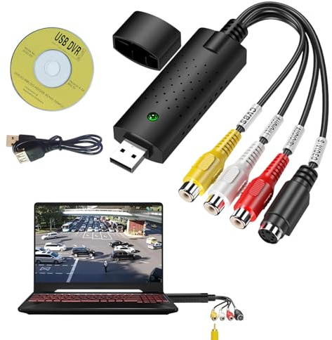 USB Video Capture, VHS to Digital Converter Card Audio Grabber, RCA to USB Mini DV VCR Hi8 DVD to Digital, Compatible with PC, MAC, and Windows Vista, Capture Video & Audio, Easy Plug-and-Play