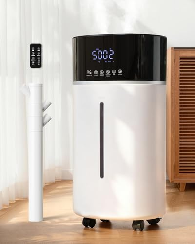 Luftbefeuchter für große Räume 18L, Warm und Kalter Nebel bis 200 m², Weiß | Ultraschall Humidifier mit verlängertem Rohr & Doppeldüsen, Raumbefeuchter für Wohnzimmer, Schlafzimmer, Büro und Pflanzen
