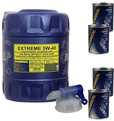 20L Motoröl MANNOL Extreme 5W-40 4x Motor Flush ADDITIV