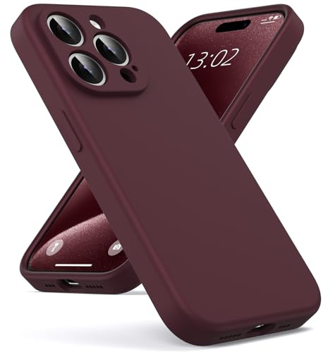 Oududianzi - Cover per iPhone 15 Pro Silicone Liquido Case, Bordeaux