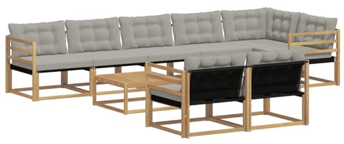 vidaXL Outdoor-Sofagarnitur 9 pcs Weiß und Hellgrau 79 x 79 x 37 cm, Garten Ecksofa, modernes Outdoor-Lounge, Robustes Sitzset, Möbel für Terrasse, Komfort und Stil