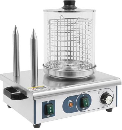 Tostapane per hot dog, 550 W, in acciaio inox, con contenitore isolante da 50-300 °C, 37 x 28,5 x 43,5 cm, per negozi di colazione, ristoranti, camion di cibo