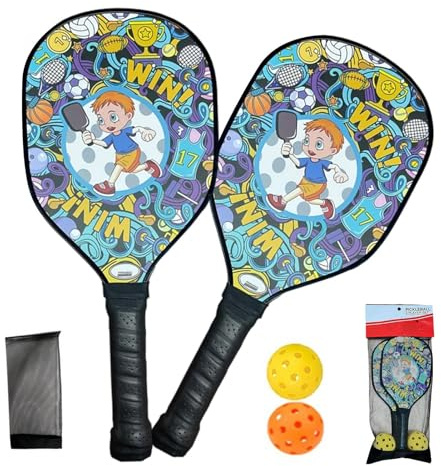 Set di racchette da racquetball, manico antiscivolo, portatile, leggero, con stoccaggio, in legno per gioco di palla, per prato, patio, spiaggia, pratica quotidiana, allenamento di base, competizione