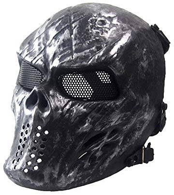 ATAIRSOFT Taktische Airsoft Paintball Skelett Schädel Maske, CS schützende Vollgesichtsmaske für Halloween Cosplay Maskerade (Gesicht)