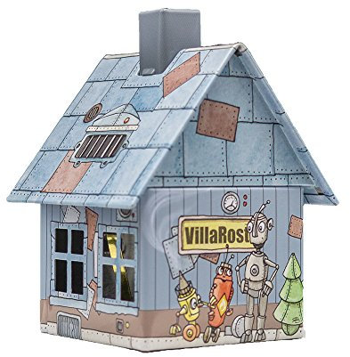 Crottendorfer - Räucherhaus Metall inkl. Räucherkerzenhalter - für Räucherkerzen Gr. M - Maße: 7,2 x 7,8 x 9,8cm - Motiv: Villa Rost - Made in Germany