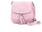 Made in Italy Damen Leder Tasche Messenger Bag Henkeltasche Wildleder Handtasche Umhängetasche Ledertasche Schultertasche Beuteltasche Fransen Cross-Over Rosa
