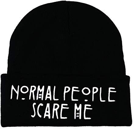 No.1 Gifts Unisex Women's Men's Normal People Scare Me Beanie Hats Black White