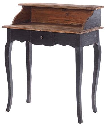 DESIGN DELIGHTS Vintage MASSIVHOLZ SEKRETÄR Napoleon | 80x92x40cm (BxHxT), Mahagoni, Shabby Style Konsolentisch | Schreibtisch im Vintage Stil | Farbe: 04 schwarz-Natur
