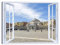 LuxHomeDecor Quadro Finestra su Napoli 100x75 cm Stampa su Tela con Telaio in Legno Arredamento Arte Arredo Moderno