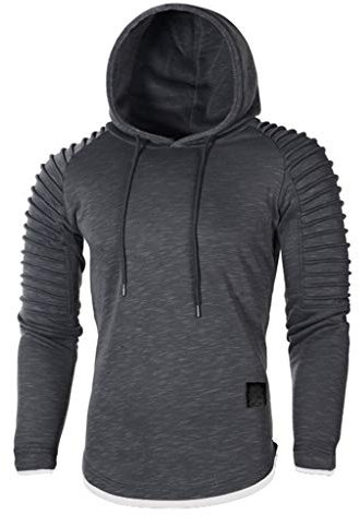 Xmiral Herren Sweatshirt Top Herbst Langarm Plaid Hoodie Mit Kapuze T-Shirt Outwear Streetwear Kapuzenpullover Outdoor Sportbekleidung(Y Grau,M)