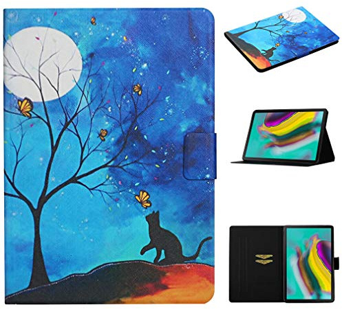 LMFULM® Hülle für Samsung Galaxy Tab S5e SM-T720 / T725 (10,5 Zoll) PU Lederhülle Smart Case mit Auto Schlaf/Wach Cover Ständer Schutzhülle Flip Cover Mondkatze