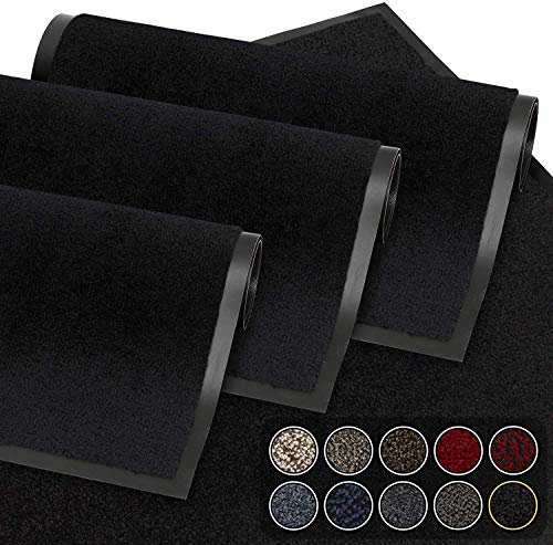 GadHome Fußmatte Schwarz 60x90 cm|Eingangstürmatte wasserdicht waschbar strapazierfähiger Schmutzfänger | Rutschfester Schmutzfängerfußmatte für Haustür, Flur, Eingang, Küche, Schlafzimmer