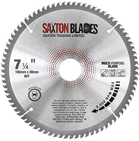 TCT18580TTCG Saxton TCT Circular Saw Blade 185mm x 80T x 30mm Bore (16, 20, 25mm and 25.4mm ring) Aluminium Laminate Hardwood