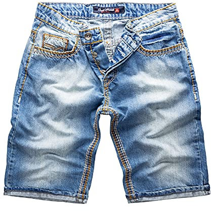 Rock Creek Herren Shorts Jeansshorts Denim Short Kurze Hose Herrenshorts Jeans Sommer Hose Dicke Nähte Bermuda Hose RC-2079 Hellblau W31