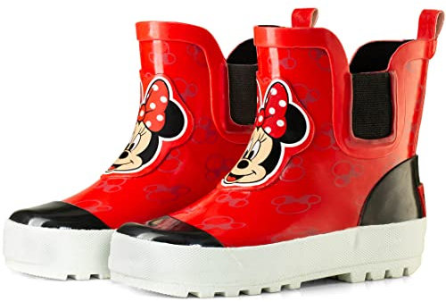 Disney Stivali di gomma impermeabili da bambina, altezza media, facili da infilare, taglia, Rosso, 5 US Toddler