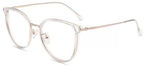 Firmoo Blaulicht Blockierende Brille Damen ohne Sehstärke Übergroße Runde Computer Brille mit Blaulichtfilter gegen Kopfschmerzen