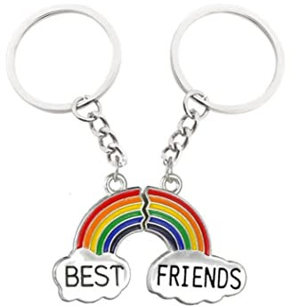 Familienkalender Regenbogen Best Friends Schlüsselanhänger Schlüsselring für Paare oder Freunde/Geliebte im Set | Glück | Geschenk | Jahrestag | Hochzeit | Liebe | Rainbow