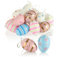 com-four® 18x Ostereier zum Aufhängen - Bunte Ostereier mit Muster - Hängedeko aus Kunststoff für den Osterstrauß - rosa, blau, weiß