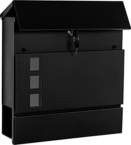 STILISTA Wandbriefkasten mit Zeitungsfach, Farb- u. Modellwahl, Schwarz Turin