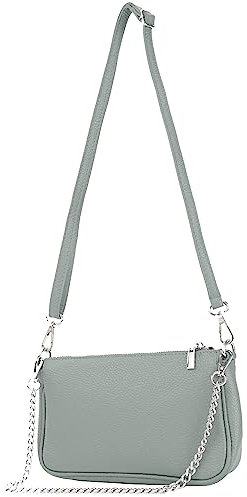 modamoda de - T237 - Umhängetasche Klein Small aus ital. Leder, Farbe:Telegrau