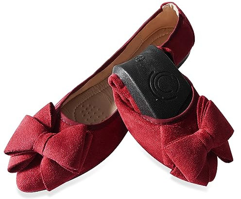 MACHSWON Ballet Flats for Women Comfortable Women's Flats Ballerina Folding Pumps Casual Dress Pointed Toe Black Flats Shoes Women(Wine red, Size 9)