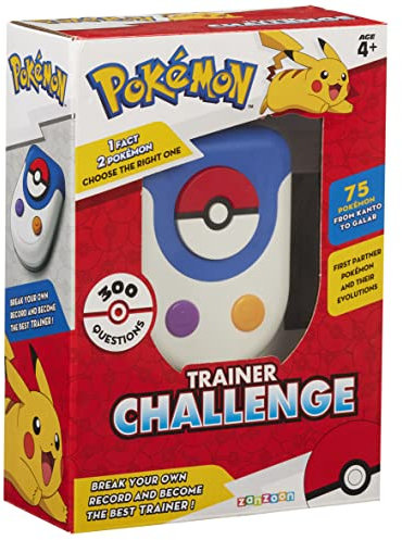 Pokémon Pokemon 1122125 Trainer Challenge Game Fun Facts Über 300 Fragen, 75 von Kanto bis GALAR, Idealer Geburtstag 4+ Jahre, Mehrfarbig, 8 x 11 x 3,5 cm