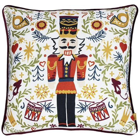 furn. Christmas Nutcracker Cushion Cover, Polyester, Multi, 466CHNU/CC5/MUL, Multicolour, 43 x 43cm