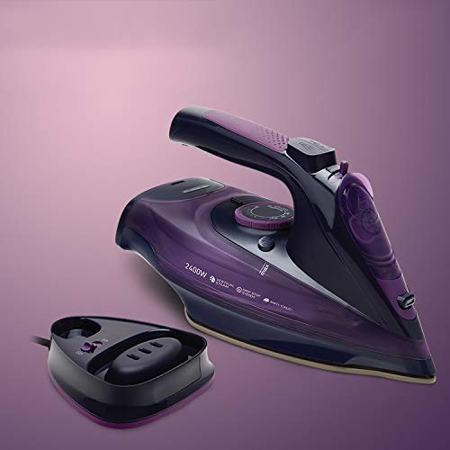 Ferro da Stiro con Cavo o Cordless 2 in 1 con Piastra in Ceramica Antiaderente, Funzione anticalcare e autopulente, 2400 W, Viola