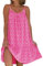 GRMLRPT Robe de Plage Femme Robe Fleurie Bohème Bretelles Spaghetti sans Manche Casual Ete Femme Mi-Longue Robe Col Rond Chic(Rose,XXL)