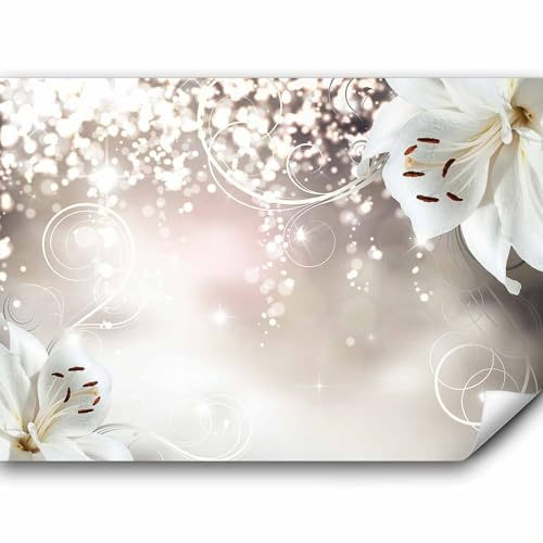 murando - Fototapete selbstklebend Blumen, 490x350 cm, Schlafzimmer, modern | Selbstklebend ohne Kleister, Full HD Druck, ideal fürs Wohn- oder Schlafzimmer, schnelle Montage, lichtbeständig, geruchsfrei