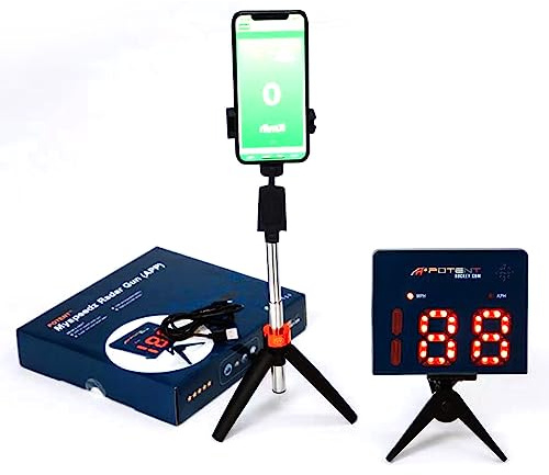 Potent Speed Radar Gun 2.0 W. App-Unterstützung – Fortschritt verfolgen und aufzeichnen – sofort Schussgeschwindigkeit messen – Ultradünnes Gerät, verstellbare Winkel und Halterung –
