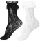 COMNICO Frauen Spitze Rüschen Socken - Sexy Mesh Niedliche Prinzessin für Frauen Mädchen Hochzeit Goth Halloween (Schwarz+Weiß)