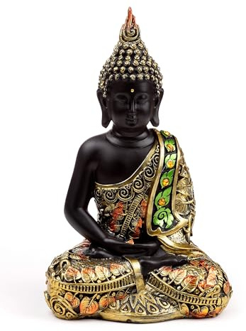 Puckator Thailändischer Buddha - Schwarz und Orange - Kontemplation