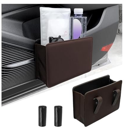 JNNJ Universal Faltbare Auto Mülltonne Papierkorb, Mülleimer Auto, Auslaufsicherer Auto-Aufbewahrungsbeutel, Auto Organizer Interieur Aufbewahrungsbeutel(Mokkabraun)