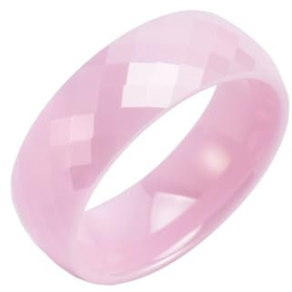 Whoiy Rosa Partnerringe mit Gravur, 8MM Keramik Personalisiert Ringe Schmucklos Ausgefallene Trauringe für Damen Größe 62 (19.7)