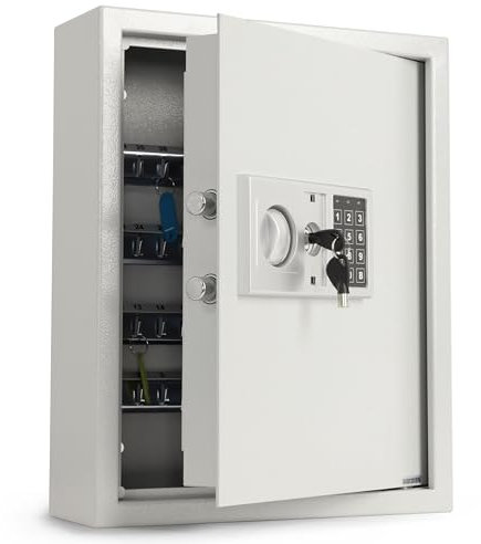 casa pura Caja fuerte para llaves con cerradura electrónica, para 133 llaves, incluye llavero, material de fijación y llave de emergencia