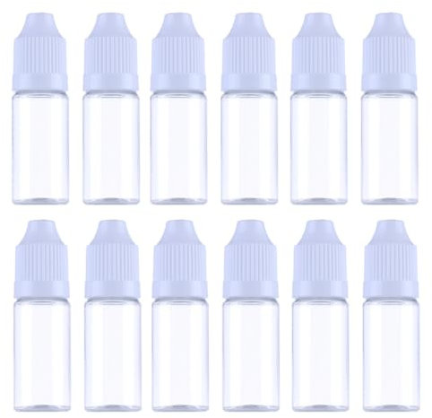 sanyangboli 50PCS 10ml/0.34oz Clear Plastic Squeezable Dropping Bottles Empty Bottles Transparent Sample Packing Storage Container with White Screw Cap for Liquid Dispensing