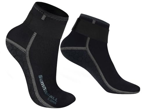 Summshall 5mm Neoprensocken für Damen und Herren, Warm Halten Neopren Socken Anti-Rutsch-Sohle Langlebigkeit Neoprensocken Wattsocken für Wassersport