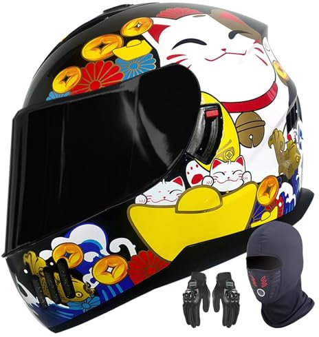 GNIUBBDB Motorradhelm mit DOT/ECE-Zulassung, Vollgesichts-Antibeschlag-Doppelvisierhelm, integrierter Dual-Lautsprecher mit Mikrofon für Erwachsene J,XXL (63-64cm)
