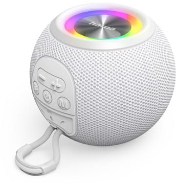 Hama Tragbarer Buddy Bluetooth-Lautsprecher 5.3, 3,0 Zoll, kabellos, IPX7, wiederaufladbar, Akkulaufzeit 12 Stunden, Staub- und stoßfest, Leistung 6 W, USB-C-Ladekabel im Lieferumfang enthalten, Weiß