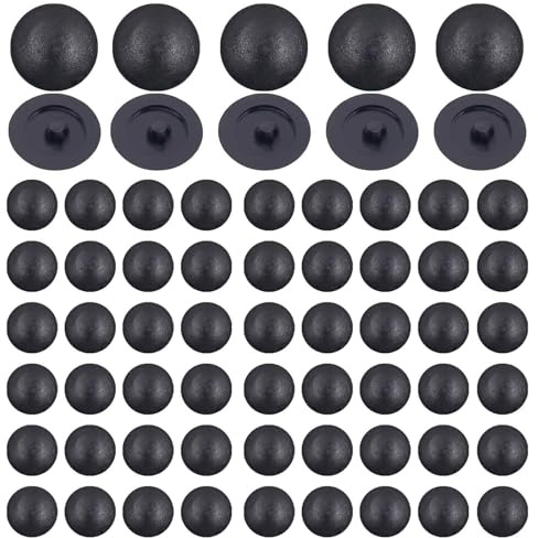 50PCS Black Screw Cover Caps,Screw Covers Black Plastic Diameter 12MM Plastic Cross Head Screw Cover Caps,Over Caps Rubber Dust Washer Flip Tops for Furniture, Wardrobe, Cabinet Shelf