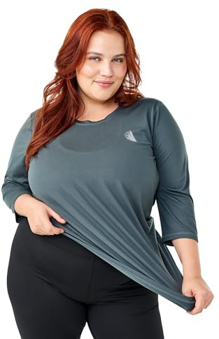 Zizzi Active by Große Größen Damen Trainingsshirt mit 3/4-Ärmeln Gr Gr M Urban Chic