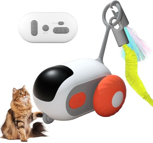 Milgeol Turbo Tail 3.0, intelligentes ferngesteuertes elektrisches interaktives Katzenspielzeug, wiederaufladbar über Type-C, Katzenspielzeug mit Feder (1*Orange)