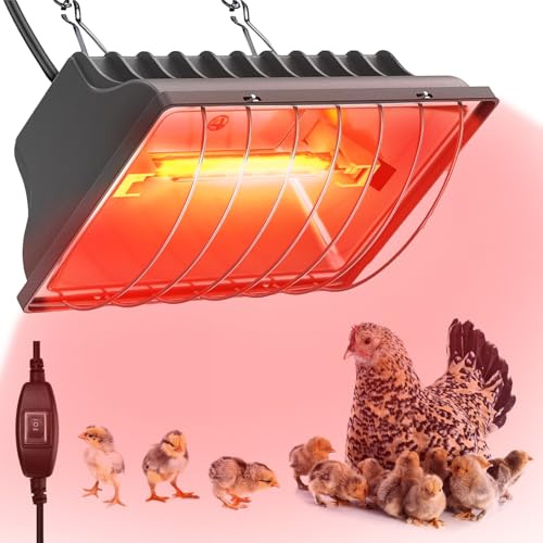 Sohveta 250W Hühnerstall Heizung für Küken Enten Hundehütte Katzenbett Reptilien 2 Heizmodi Wärmelampe für Hühnerstall im Winter Innen und Außen Haustier Insgesamt 2 Heizröhren als Ersatzlampe