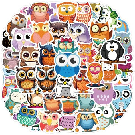 60 Stück Eule Aufkleber: Niedliche Eulen Laptop Sticker für Kinder, Erwachsene & Teenager - Aesthetics Eule Aufkleber für Wasserflasche, Handyhülle, Gepäck & Skateboard