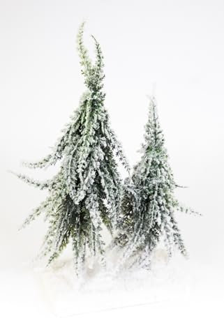 2er-Tannenbäumchen mit dickem Schnee 30x20cm auf Holzplatte JA künstlicher Tannenbaum Weihnachtsbaum Tannen Dekotanne