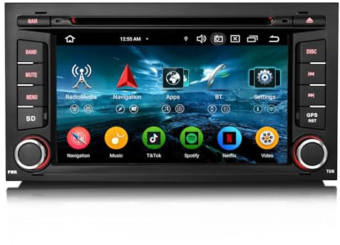 GONFEN 7 Zoll 8-Kern Android 14 Autoradio 1 Din GPS für Seat Leon 2013-2018 mit Bluetooth 5.0 Kabelloses Carplay Android Auto CD DAB+ WLAN 4G FM RDS DSP Touchscreen 4GB RAM+64GB ROM