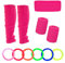 Werownsgso 4 Stück 80er Jahre Anzug Neon Beinstulpen Schweißband-Set und Scrunchie (Rosarot, Standard)